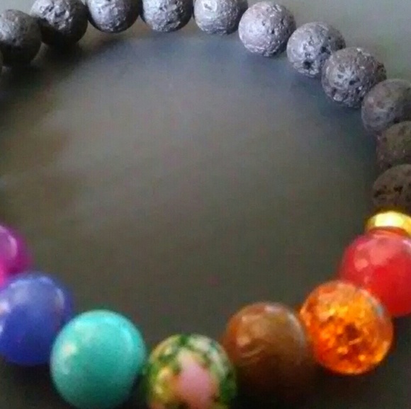 Hot Natural Lava Rock Healing Yoga Chakra Bracelet - Picture 5 of 5